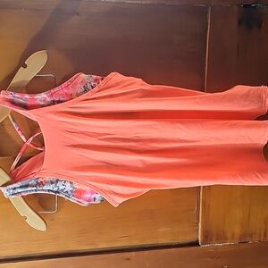 Athleta Coral and Floral Workout Top